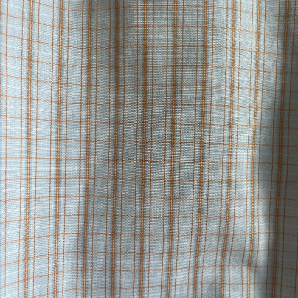 Banana Republic Mens XXL Slim Fit Non Iron Plaid Dress‎ Shirt Orange Blue White